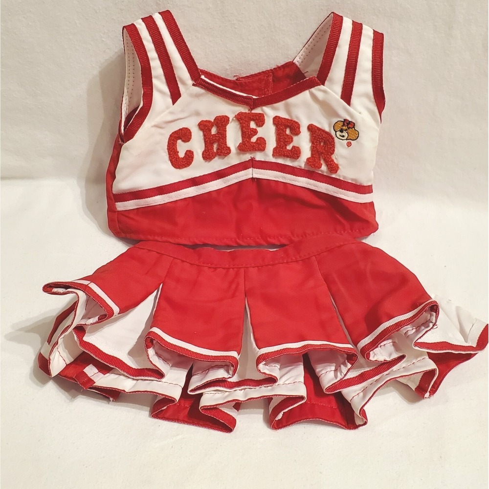 Build a Bear Cheer 2 Pc Red White Skirt‎ Top Clothes Dress Up Play BABW - Picture 2 of 16
